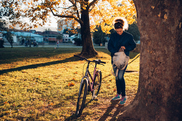 Fototapeta premium Student girl studying in the campus