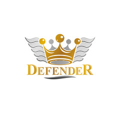 Ancient Crown emblem. Heraldic vector design element. Retro style label, heraldry logo. Ornate logotype isolated on white background.