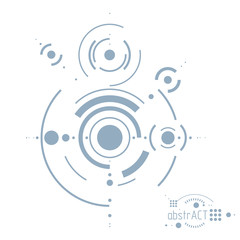 Obraz premium Technical plan, abstract engineering draft for use in graphic and web design. Vector drawing of industrial system created with lines and circles.