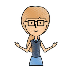 flat line colored teacher woman over white background  vector illustration