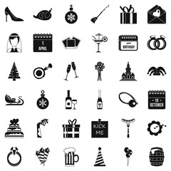 Holiday icons set, simple style