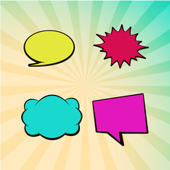 Empty vector speech bubbles set. Blank comic message boxes collection.