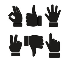 Set of Hands on White Background. Isolated Vector Illustration
