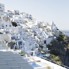 White houses of Fira, Santorini island, Greece