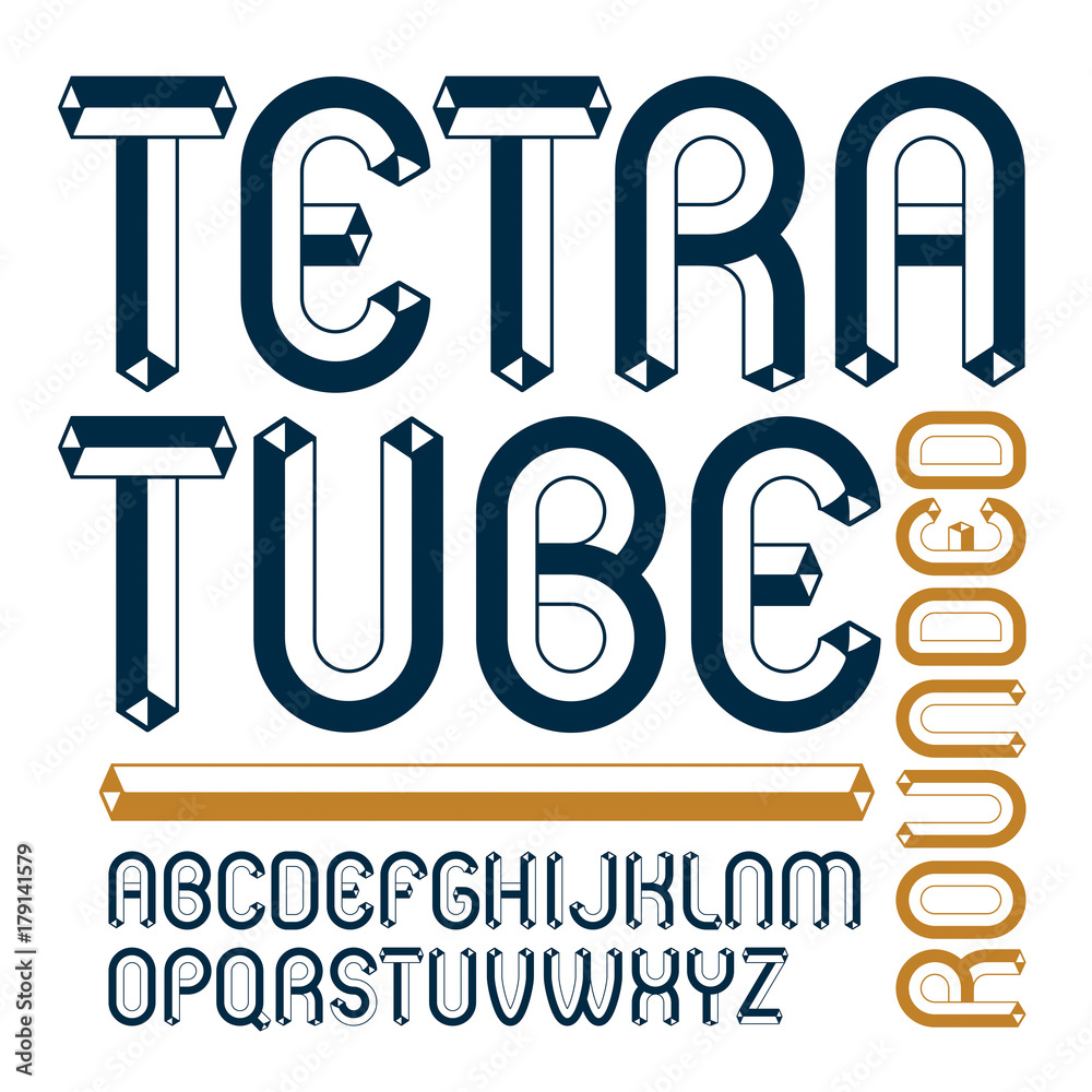 Poster vector upper case modern alphabet letters set. artistic rounded font, typescript for use in logo cre