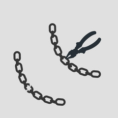 Padlock and metal chain icon concept of protection. Vector illustration.