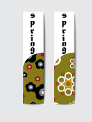 Set of templates of vertical floral banners with imitation Chinese porcelain painting.