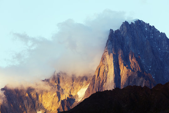 Les Drus and Aiguille Verte, 4122m, Chamonix, Rhone Alpes, Haute Savoie, France