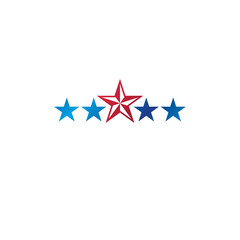 5 stars emblem, ranking symbol. Heraldic Coat of Arms decorative logo isolated vector illustration.