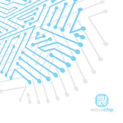 Vector abstract technology illustration with circuit board. High tech digital scheme of electronic device. Technology microchip abstract background