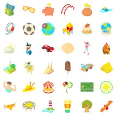 Holiday icons set, cartoon style