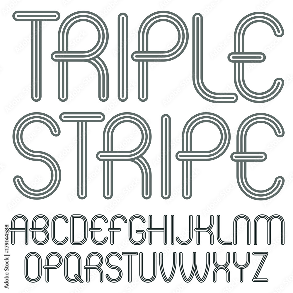 Poster set of disco vector upper case english alphabet letters isolated. funky rounded font, typescript for