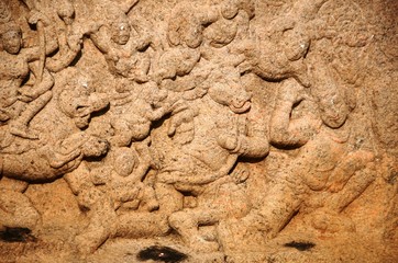 Fototapeta na wymiar Grottes du Tigre (Mahäbalipuram-Inde du Sud)