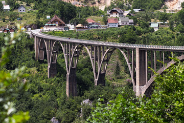 Durdevica Tara Bridge, a concrete arch bridge over the Tara River in northern Montenegro. It is located at the crossroads between Mojkovac, Zabljak and Pljevlja.