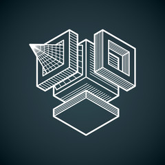 3D design, abstract vector dimensional cube shape.