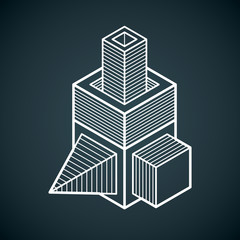 Vector abstract 3d geometric shape, polygonal figure.