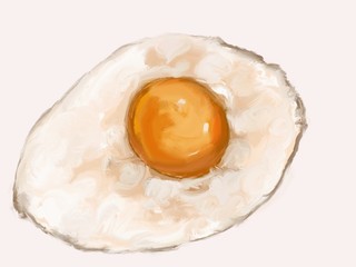 Fried egg digital painting in tablet