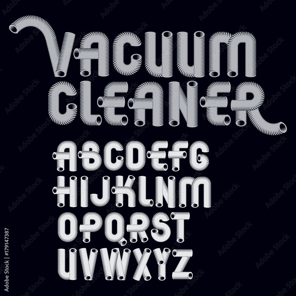 Poster set of cool vector upper case english alphabet letters isolated. retro font, typescript for use in l