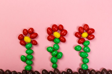flowers from coloured candies abstract