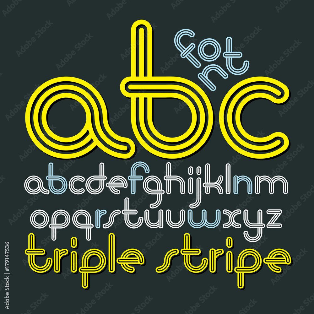 Fototapete vector lowercase funky disco alphabet letters, abc set. trendy font, typescript for use in logo crea