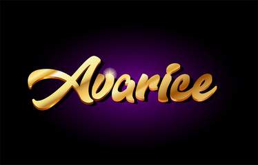 avarice 3d gold golden text metal logo icon design handwritten typography