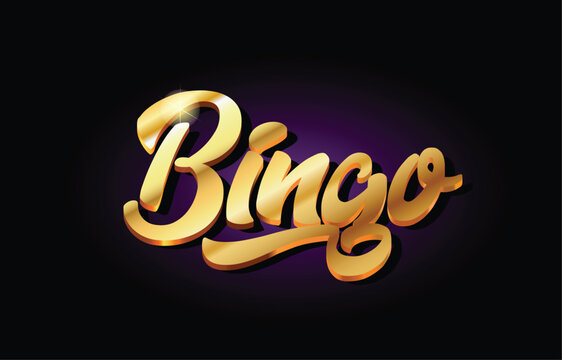 bingo 3d gold golden text metal logo icon design handwritten typography