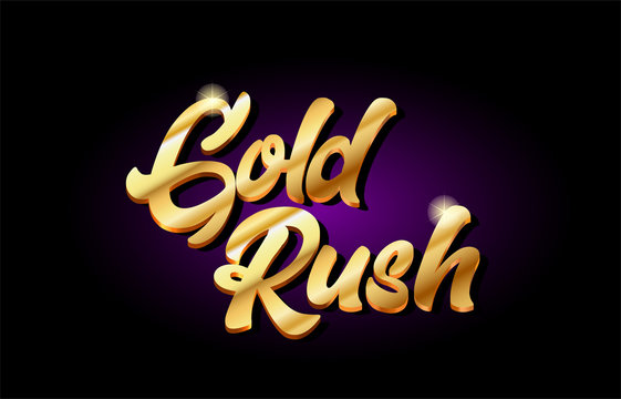 Gold Rush 3d Gold Golden Text Metal Logo Icon Design Handwritten Typography