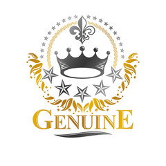 Obraz premium Majestic Crown emblem. Heraldic Coat of Arms decorative logo isolated vector illustration. Ancient logotype on white background.