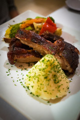 Guava ribs and mashed potatoes