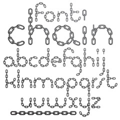 Vector type font, script from a to z. Lower case creative letters  made with steel chain link, joined link.