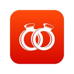 A pair of gold wedding rings icon digital red
