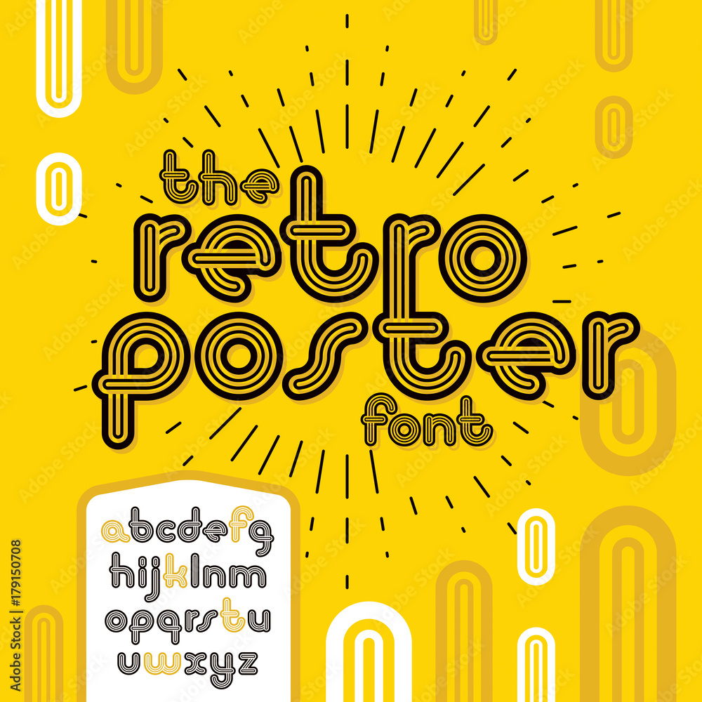 Fototapete vector lowercase funky disco alphabet letters set. trendy font, typescript for use in logo creation.