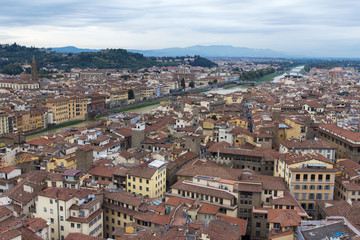 Naklejka na ściany i meble A top view to the historical city, Firenze, Florence, Tuscany, Italy