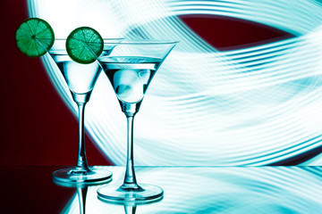 silhouette of  glasses in  nightclub