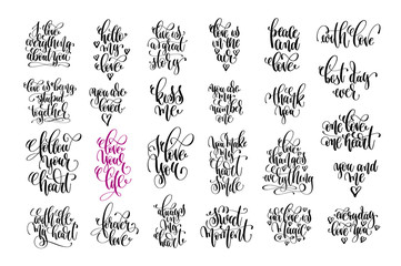 set of 25 hand lettering inscription, love letters