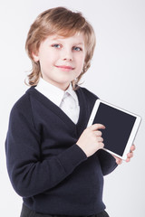 successful young man with a clipboard smiling