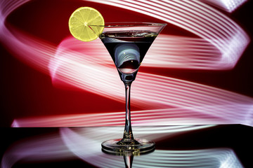 silhouette of a glass with cocktail 