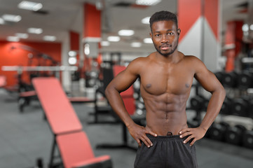 Fototapeta na wymiar African american man inside gym