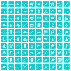 100 bullet icons set grunge blue