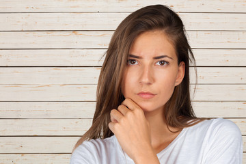 closeup emotional portrait sad woman