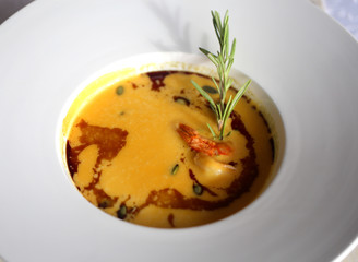 Photo of delicious pumpkin soup