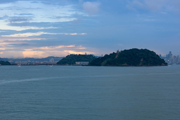Fototapeta premium Early morning on approaches to Panama canal