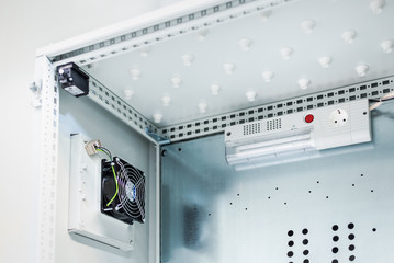 Electric light lamp in industrial enclosure, power distribution industry.