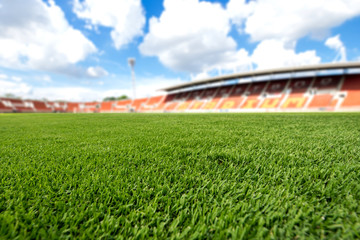 football field  ball on green grass , soccer field  background texture © suphaporn