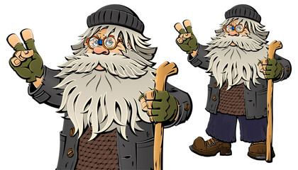 Homeless man. The tramp, bum.