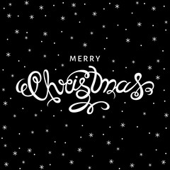 White Christmas hand lettering on black  background.