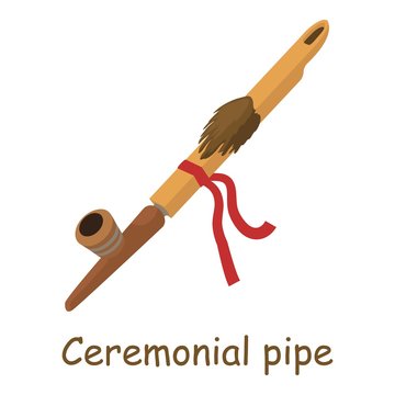 Ceremonial pipe icon, isometric 3d style