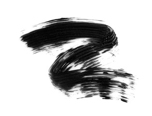 Black mascara brush stroke, isolated on white