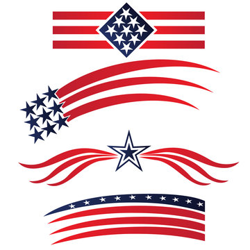 USA flags logo. Set collection