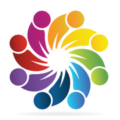 Logo teamwork people holding hands in circle 